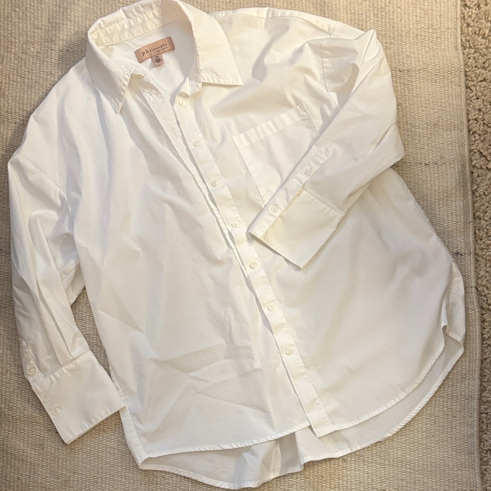 Philosophy White Button Down Classic Shirt
